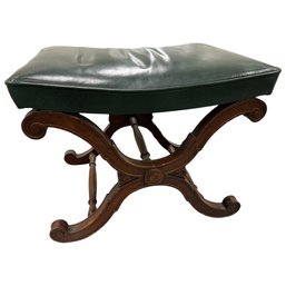 Green Leather Foot Stool