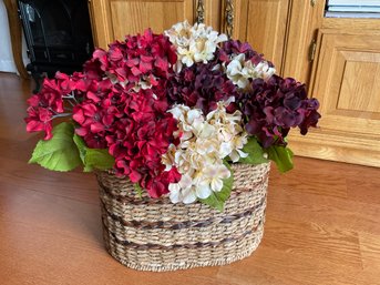 Basket Of Faux Hydrangea Flowers