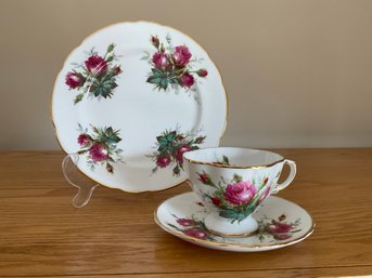 Hammersley Grandmothers Rose Bone Chi A Tea Cup, Saucer And Plate