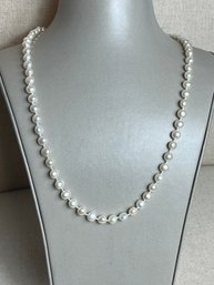 Beautiful Button Shaped Pearl Necklace With 14K Gold Clasp