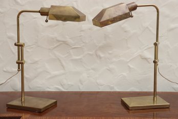 Pair Of Mid Century Brass Writer's Lamps