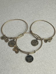 Trio Of Alex And Ani Bracelets Including Love