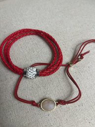 2 Red Leather Bracelets