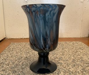 Large Blue Sparkle Glass Vase