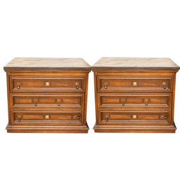 Pair Of Stone Top End Tables
