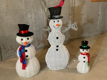 Trio Of Christmas Lighted Snowman