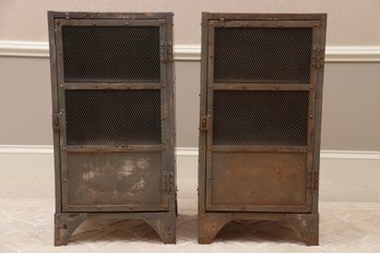 Metal Industrial Bedside Cabinets With Doors