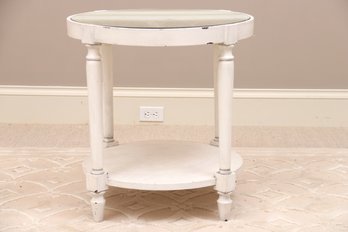 Swedish Mirror Top Round Side Table