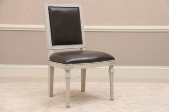 Swedish Desk Chair Covered In Black Leather