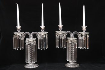 A Fine Pair Of Twin Branch Drop Crystal Candelabras