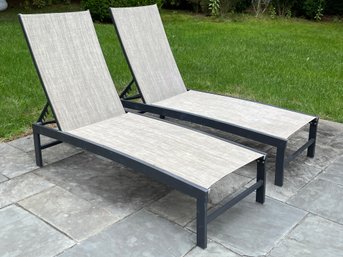 Pair Of Outdoor Patio Adjustable Lounge Chairs