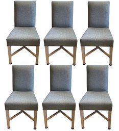 Set Of 6 Tweed Seafoam Dining Chairs