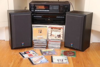CD Collection With Speakers, Onkyo Tuner & Sony CD Player