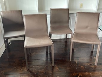 Nuevo Brown Leather Chairs Set Of 4