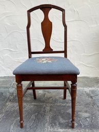 Needlepoint Scroll Carved Side Chair