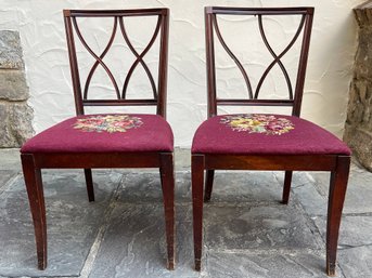 Pair Of Needle Point Side Chairs (See Notes)