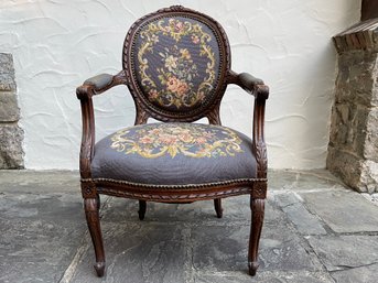 Vintage Louis XVI Style Needle Point Arm Chair