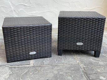 Two All Wicker Outdoor Cubes