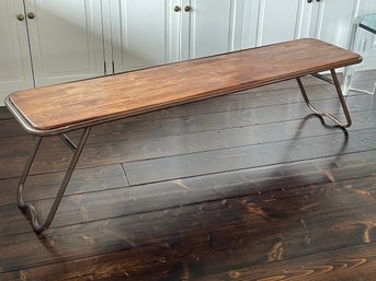 Wooden Bench With Iron Legs