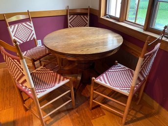Round Oak Dining Table With 4 Chairs