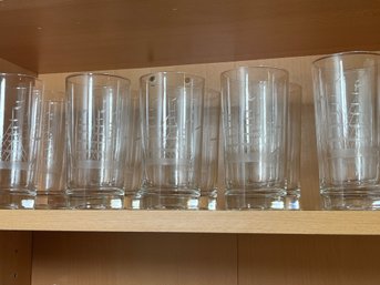 Nautical Ship Etched Glasses