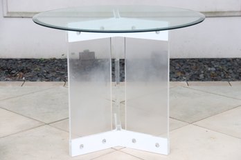 Glass Top Table On Lucite Base