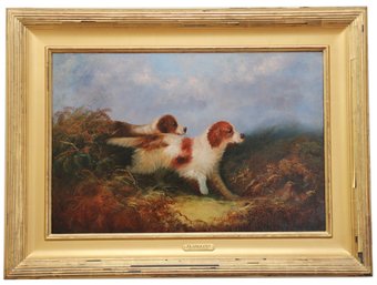 J Langlois (1855 - 1904)  British 19th Century Terriers Running