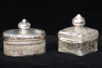Mercury Glass Covered Trinket Boxes