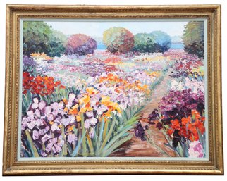 Scott L Wallis Oil On Canvas 'flower Fields'