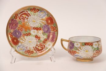 Asian Thousand Flower Tea Cup And Saucer
