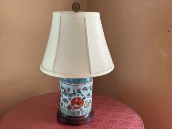 Antique Chinese Famille Rose Porcelain Candy Jar Turned Into Lamp