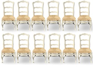 12 French Ladder Back Rush Seat Chairs