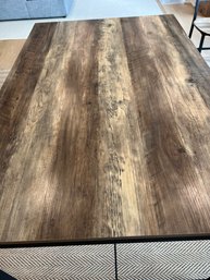 (RYE PICK UP) Industrial Metal And Reclaimed Wood Top Dining Table With 4 Matching Chairs