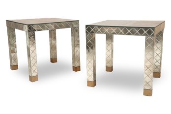 Italian Mirrored End Tables From Lorin Marsh