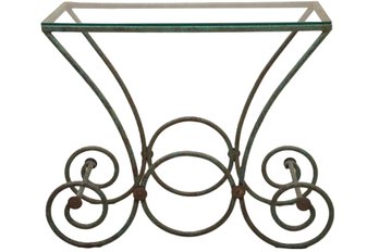 French Iron Glass Top Pantry Table