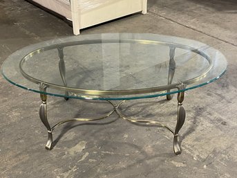 Oval Coffee Table With Brass Base