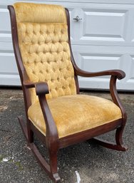 Solid Mahogany Tufted Rocking Chair