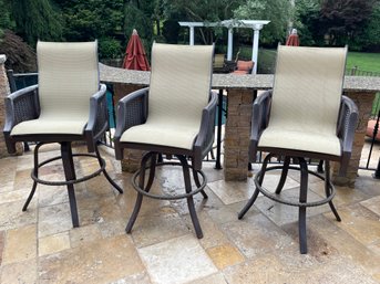 Castelle Outdoor Three Counter-Height Chairs With 'Sunbrella' Material