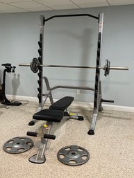 Hoist Fitness Adjustable Squat Rack With Bench And Plates