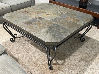 Slate Tile Coffee Table With Metal Base