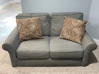 Flexsteel Two-Cushion Loveseat Sofa With Rolled Arms