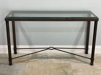 Wrought Iron Glass Top Console Table