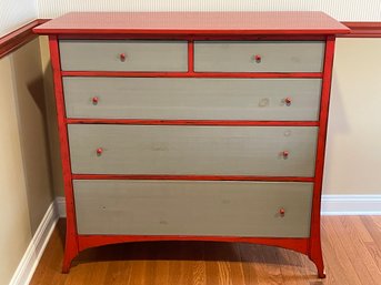 Red And Grey Painted Chest Of Drawers