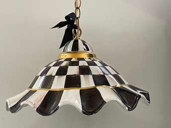 MacKenzie-Childs Courtly Check Ceramic Fluted Hanging Lamp