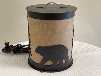 Rustic Bear Wilderness Cylinder Table Lamp