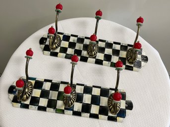 MacKenzie-Childs Pair Of Courtly Check Triple Wall Hooks