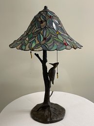 Woodpecker Base Table Lamp With Tiffany Style Shade