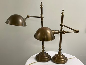 Pair Of Adjustable Solid Brass Lamps