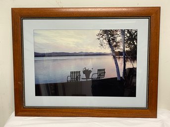 Lake George Two Patio Chairs Framed Photography Print