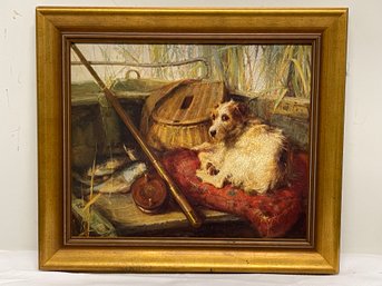 Left In Charge Dog On Fishing Boat Painting By Philip Stretton Art Reproduction Print